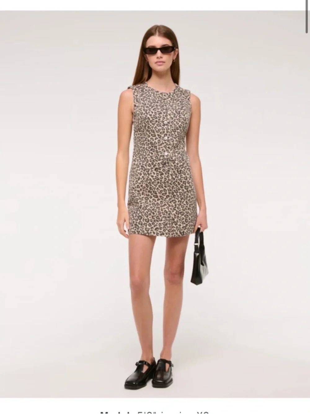 Abercrombie and Fitch Mara high neck denim mini dress—leopard print size medium - Picture 1 of 5